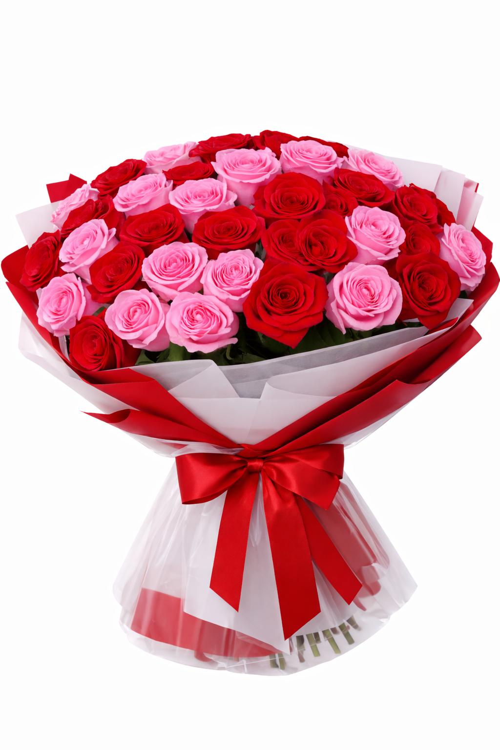 100 Red & Pink Roses Bouquet