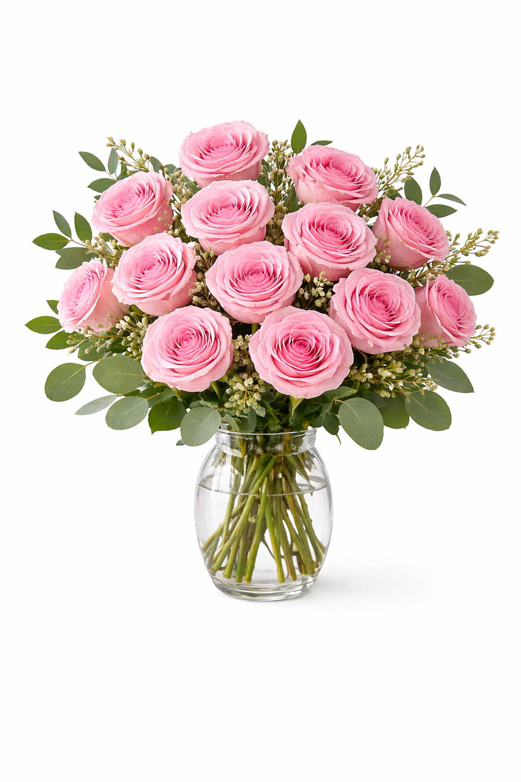 Dozen Pink Roses Bouquet