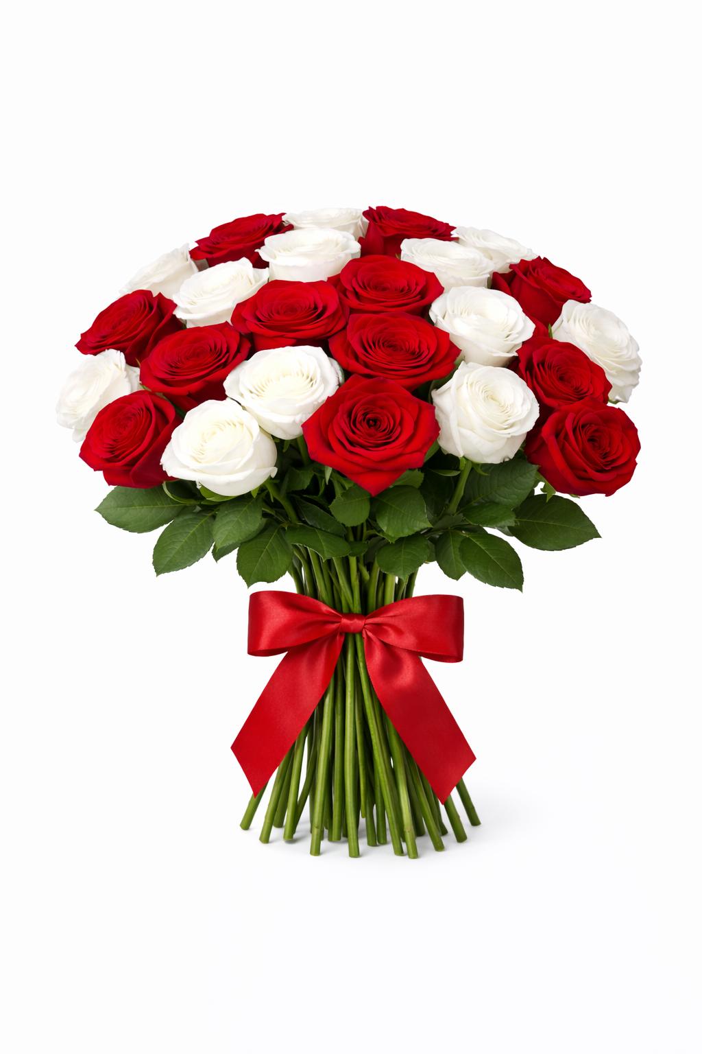 25 Red & White Roses Bouquet