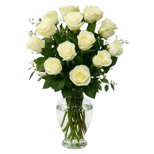 Dozen White Roses Bouquet