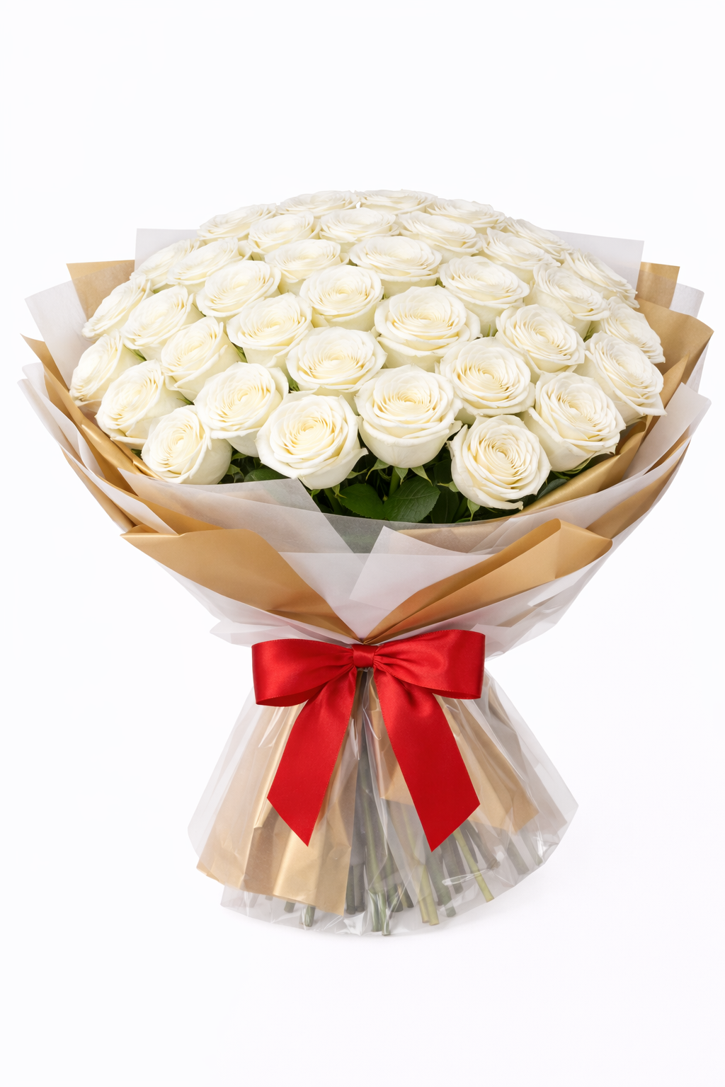 100 White Roses Bouquet